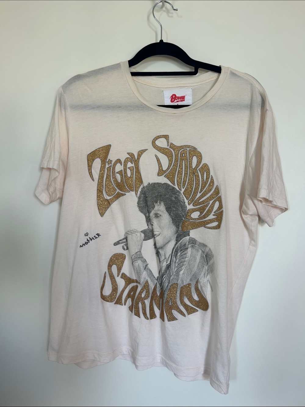 MOTHER Ziggy Stardust Graphic Tee - Cream & Gold